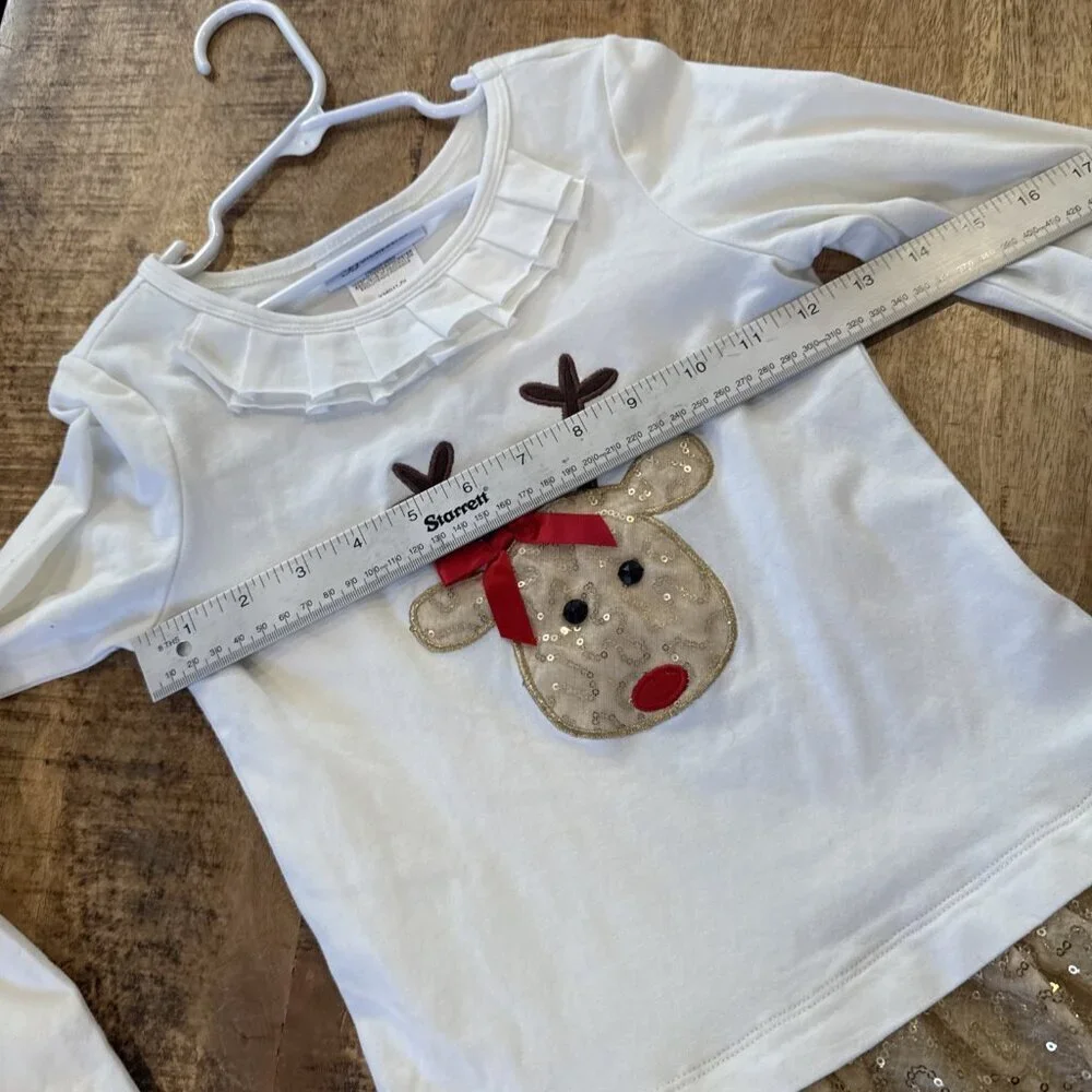 Bonnie Jean Girls Size 6x Reindeer Christmas Dress Gold Sparkle Rudolph Holiday